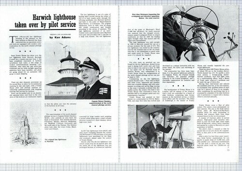 Harwich Lighthouse Captain Robert Sanders Pilot Alan Robinson  - 1970 Article