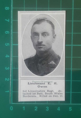 C4873) Lt E H Owen 3rd Lincolnshire Regt  World War One - 1915 Clip SMALL