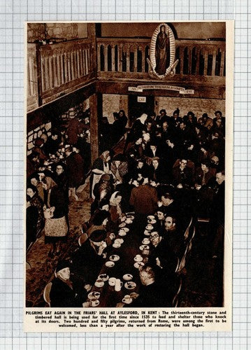 Aylesford Kent Priory Friar's Hall Pilgrims   - 1951 Clipping