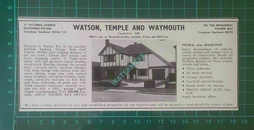 C2302) Thorpe Bay Essex House Sale Advert - 1965 Clip