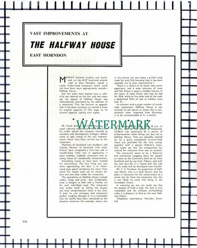 (7666) Halfway House Restaurant East Horndon Essex Frank Bolton  - 1966 Cutting