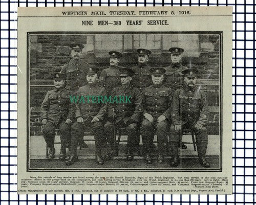 (7583) Welsh Regiment Cardiff Stinton Keays Bickerton Clieve Cheeseley - 1916