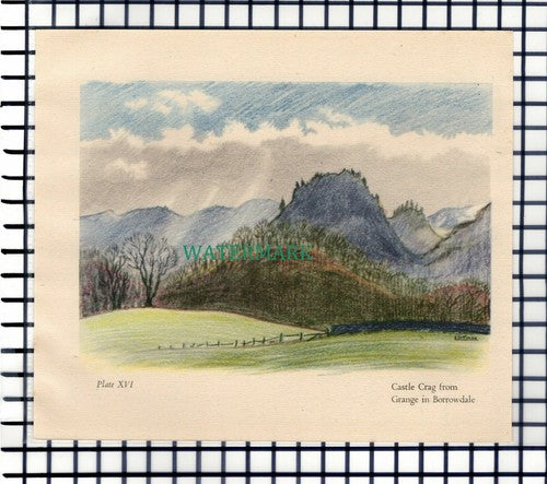 (7310) Castle Crag From Grange In Borrowdale Lake District  1946 Cutting / Print