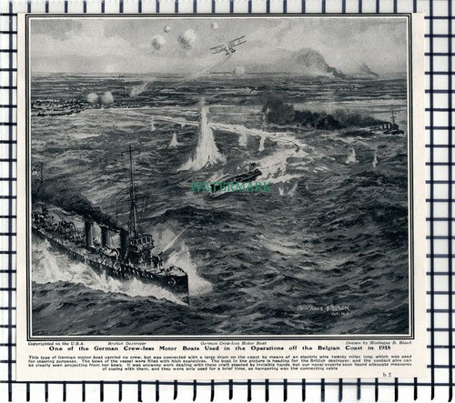 (6981) German Crew-Less Motor Boat World War One  - 1919 Cutting
