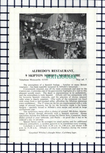 C6442) The Alma Colne Donald Robinson / Alfredo's Restaurant Morecambe - Cutting