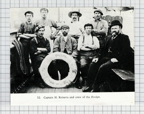 Captain H Roberts and Crew of the Evelyn Ship Boat  - Cutting