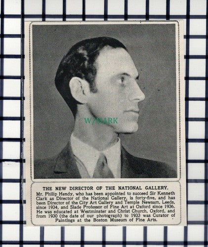C6137) Mr Philip Hendy National Gallery Director  ~ 1945 Cutting