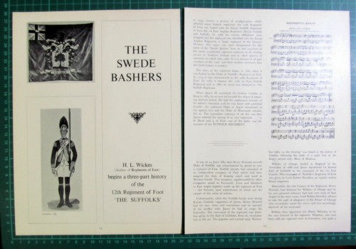 X1134) Swede Bashers 12th Regiment of Foot The Suffolks - 1960s 3-PART Article