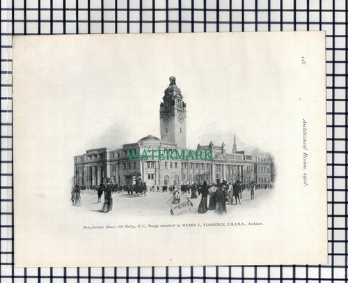 (8234) New Sessions House Old Bailey Henry Florence - 1902 Book Print