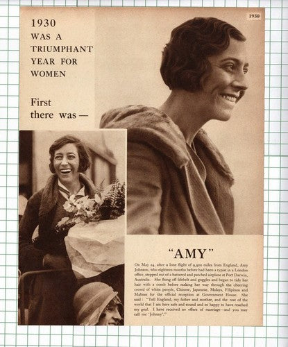 Betty Nuthall Tennis  / Amy Johnson Lone Flight  -  1938 Clipping / Print