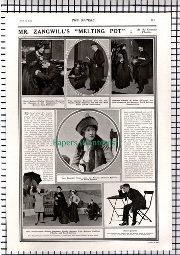 Grace Lane Clifton Alderson Walker Whiteside Tabberer Comedy Theatre -1914 Print