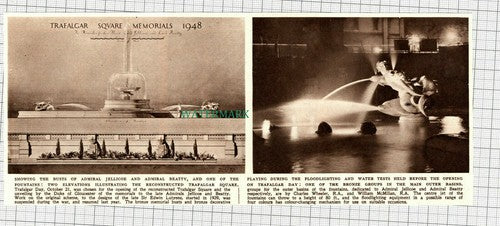 C2236) Trafalgar Square Memorials Admiral Jellicoe & Beatty - 1948 Clip