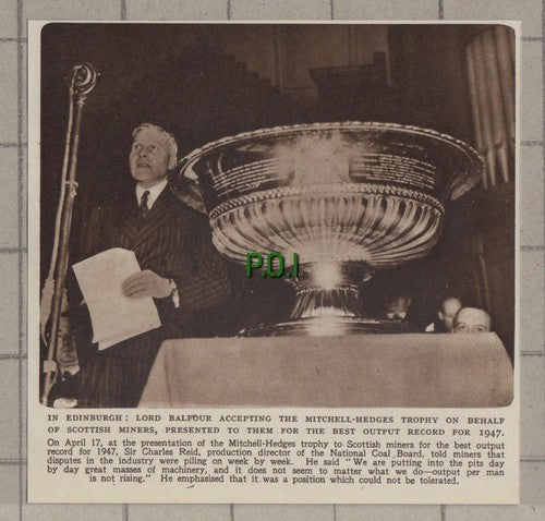 C1409) Lord Balfour Accepts Mitchell Hedges Trophy Scottish Miners - 1948 Clip