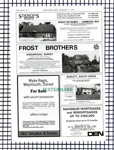 X1484) KIngswood Surrey Radlett Henley On Thames  Sale Advert - 1977 Cutting