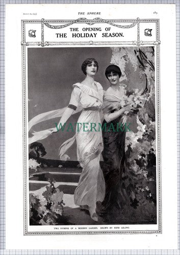 Railway Locomotives Holidaymakers  / Rene Lelong Nymphs -  1913 Article / Print