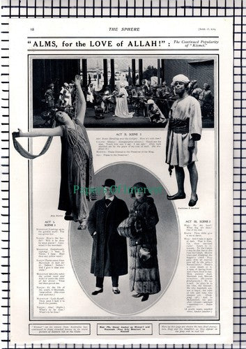Oscar Asche  Lily Brayton Kismet Play   - 1914 News Page  / Print