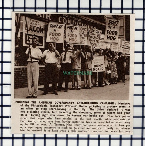 C6333) Anti Food Hoarding Demonstration Philadelphia Transport - 1950  Cutting