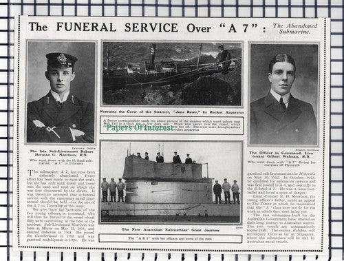 (6057) Submarine A7 Robert Herman Morrison Gilbert Welman Jane Rowe  - 1914