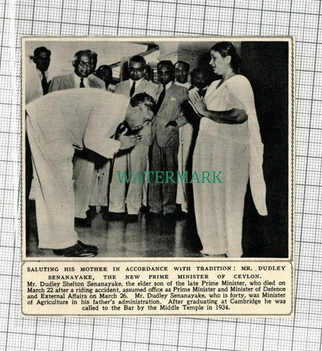 C2198) Mr Dudley Shelton Senanayak Prime Minister Of Ceylon - 1952 Clip