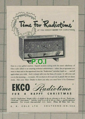 C2500) Ekco Radiotime ADVERT - 1948 Clip