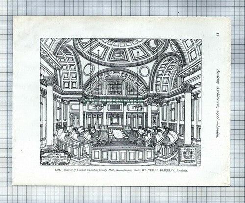 Northallerton County Hall / Woodford Council Offices  -  1906 Print