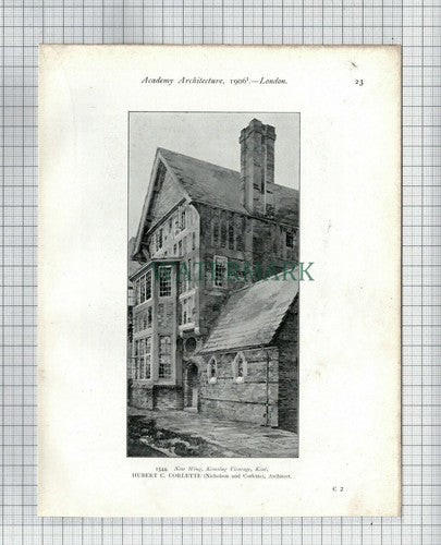 KEMSING Vicarage Kent / Williamson Park Memorial Lancaster  - 1906 Print