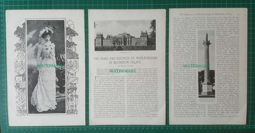 Duke & Duchess Of Marlborough Blenheim Palace Woodstock - c.1900 Article/ Print