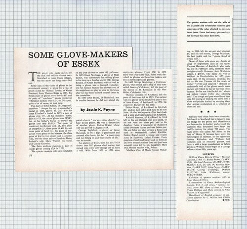 (5823) Glove Makers of Essex George Tayleford Jessie K Payne  - 1972 2-Part Clip