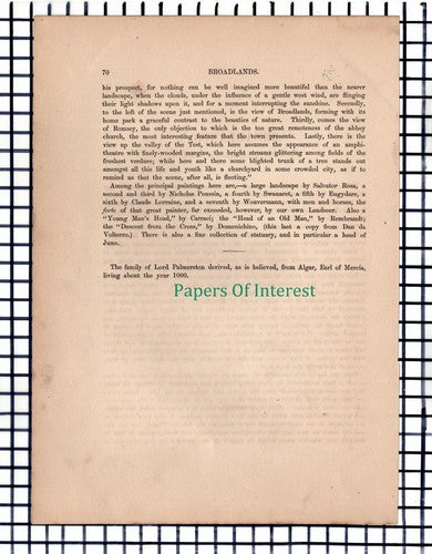 (6687) Broadlands Hampshire  - c.1880 Print & Article  - Marks Are Present!