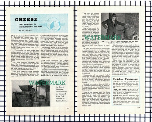 (7610) Wensleydale Cheese Industry Peacock Calvert Hawes - 1965 Small Article