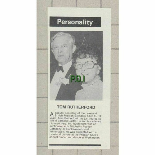 (C67) Tom Rutherford Barnard Castle Lakeland Friesian Breeders Club - 1980 Clip