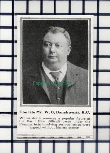 C6087) Mr W O Danckwerts  Obituary - 1914 Cutting