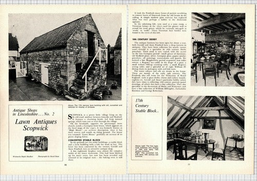 Lawn Antiques Scopwick Lincolnshire Gerald & Anne Pendred - 1974 Article/ Print