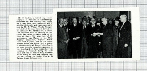 Mr P Rollett Marshalls of Gainsborough Lincolnshire - 1966 News Clipping