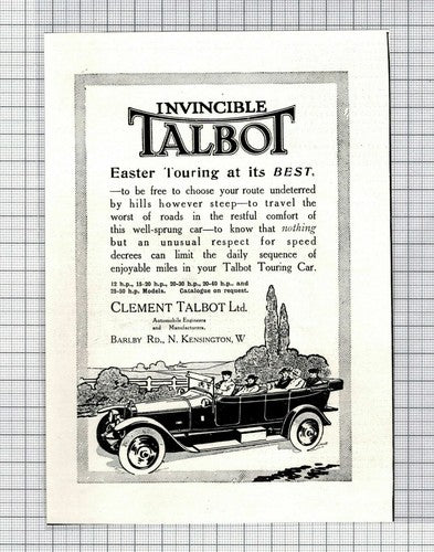 C6660) CLEMENT TALBOT Car Small ADVERT - 1914 Cutting