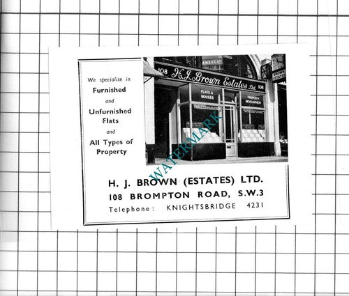 H J Brown Estates Ltd London Small Advert - c.1960's Clipping / Print