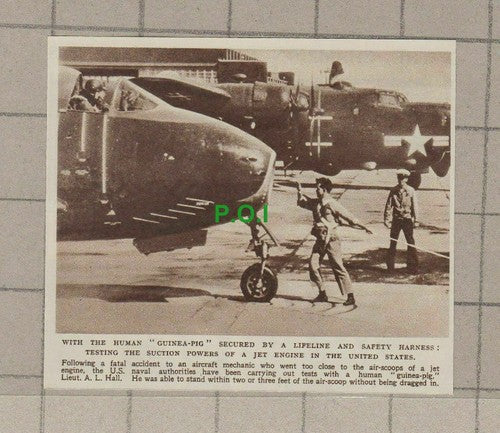 C2176) Lieut A L Hall Human Guinea Pig Suction Power Jet Engine USA - 1948 Clip