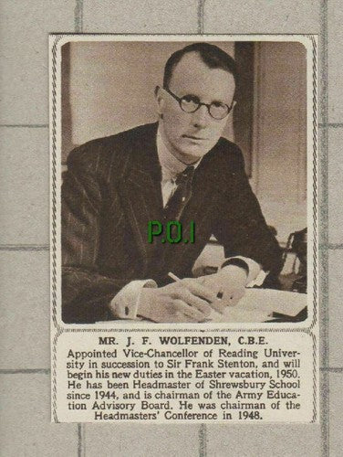 (C389) Mr J F Wolfenden Reading University Shrewsbury School - 1949 Clip