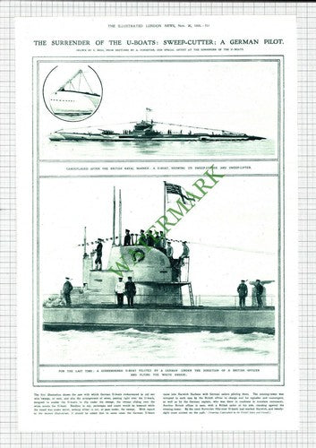 Harwich Harbour German U-Boat Surrender WW1  World War One -1918 Article / Print