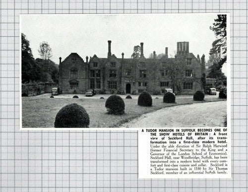 Seckford Hall Woodbridge Suffolk Hotel Sir Ralph Harwood  - 1950 News Clipping