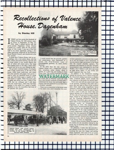 (7051) Valence House Dagenham Essex  - 1976 Article