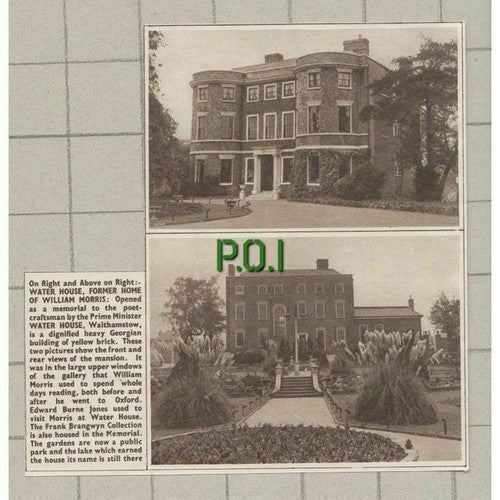 Water House Walthamstow William Morris - 1950 News Clipping