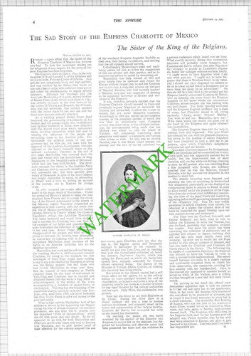 Empress Charlotte of Mexico - 1903 News Page / Print