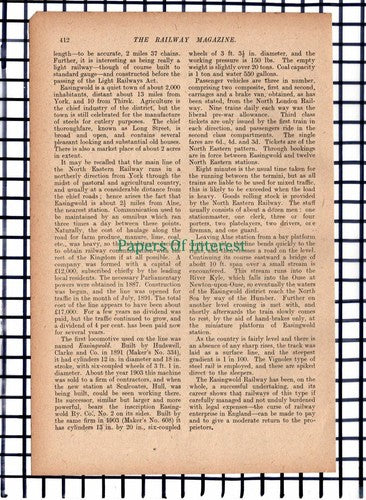 (6020) The Easingwold Railway - c.1917 Article