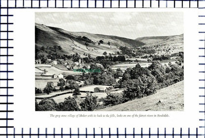 C6479) Muker / Richmond Castle - 1950s Print / Cutting
