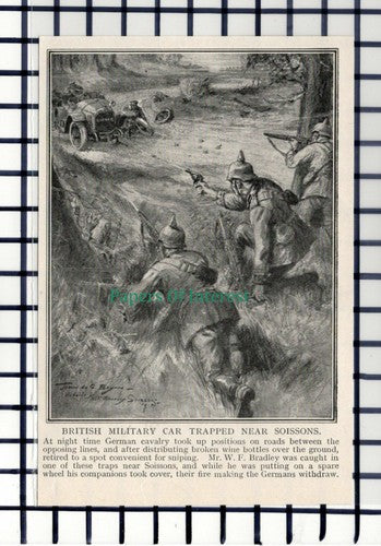 C5812) Mr W F Bradley Soissons Car Trapped  World War One - c.1918 Cutting