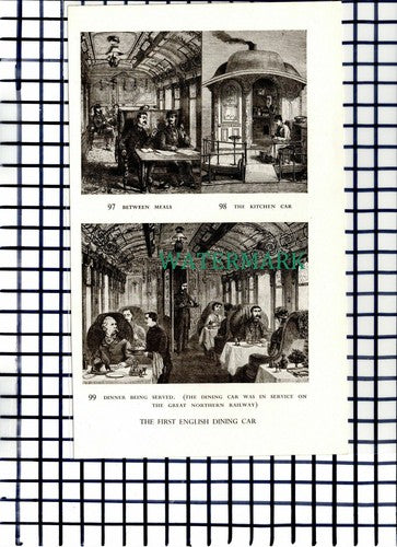 C6160) Railway Train Dining Cars Great Northern - 1947 Cutting