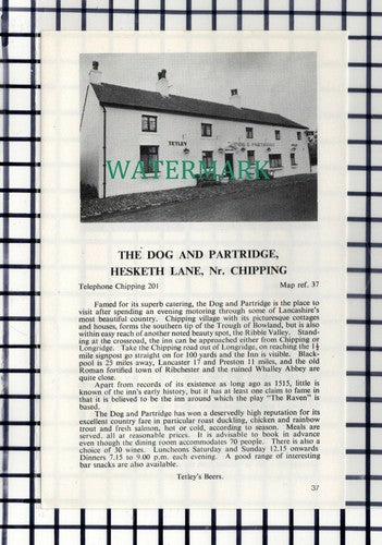 C7392) Dog & Partridge Hesketh Lane Chipping / Sourhall Todmorden  1980s Cutting