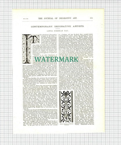 X1285) Lewis Foreman Day  Lewis F Day Artist Designer  - 1886 Article