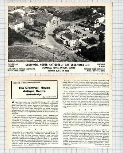 The Cromwell House Antique Centre Battlesbridge Essex - 1975 Two-Part Clipping